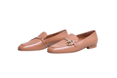 CHANEL MOCASSIM CHAIN CC CRINKLED CALFSKIN CARAMEL - 36 1/2 BR