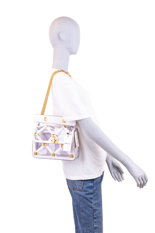 VALENTINO ROMAN STUD POLYMER PVC WHITE