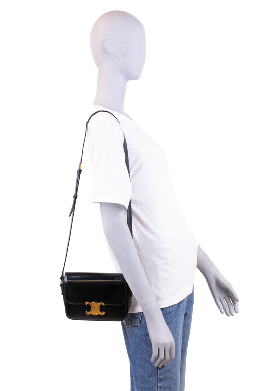 CELINE TRIOMPHE TEEN BLACK BOX LEATHER