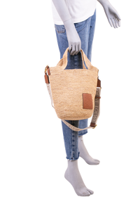 LOEWE MINI SLIT TOTE BAG RAFFIA & CARAMEL