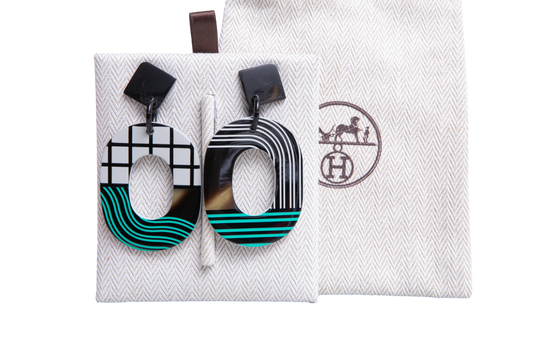 HERMÈS EARRINGS ISTHME POP BLEU CURAÇAO
