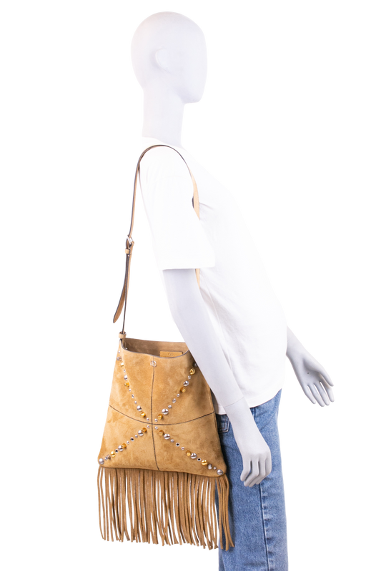 VALENTINO NELLCOTE SUEDE HAVANA BEIGE FRINGED