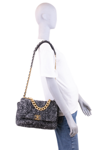 CHANEL 19 TWEED BLANC & ECRU LARGE