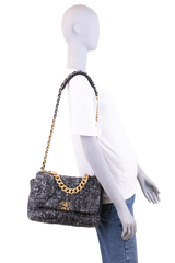 CHANEL 19 TWEED BLANC & ECRU LARGE