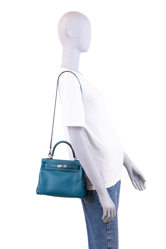 HERMES KELLY 25 SWIFT VERT BOSPHORE