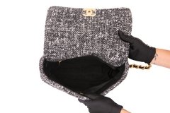 CHANEL 19 TWEED BLANC & ECRU LARGE