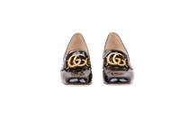 GUCCI PUMPS HEELS GG MARMONT PATENT BLACK - 39 BR