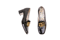 GUCCI PUMPS HEELS GG MARMONT PATENT BLACK - 39 BR