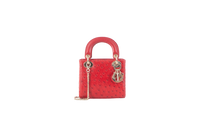 DIOR MICRO LADY DIOR OSTRICH RED