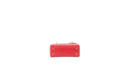 DIOR MICRO LADY DIOR OSTRICH RED