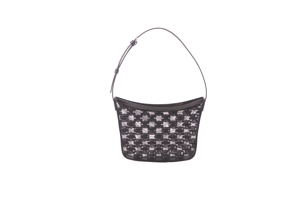 CELINE CROQUE IN TULLE TEXTILE W/TRIOMPHE BLACK