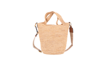 LOEWE MINI SLIT TOTE BAG RAFFIA & CARAMEL