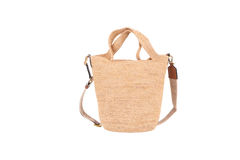 LOEWE MINI SLIT TOTE BAG RAFFIA & CARAMEL