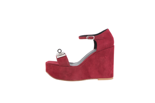 HERMÈS SANDAL HILDA 80 ROUGE H VELOURS - 36 BR