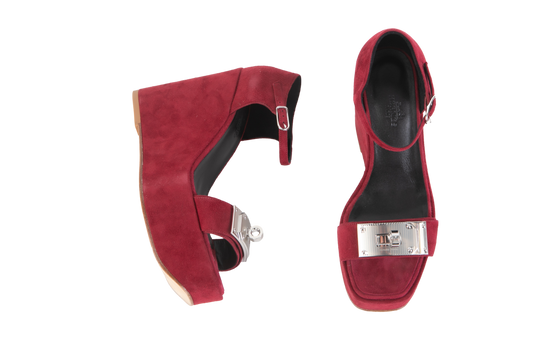 HERMÈS SANDAL HILDA 80 ROUGE H VELOURS - 36 BR