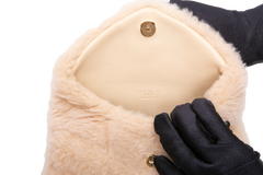YSL LOULOU PUFFER CLUTCH SHEARLING BEIGE