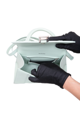 BALENCIAGA HOURGLASS TOP HANDLE LEATHER LIGHT GREE