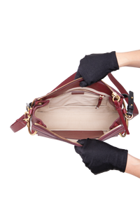 CHLOÉ ROY MEDIUM LEATHER AND SUEDE BURGUNDY