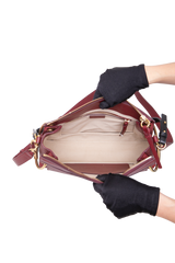CHLOÉ ROY MEDIUM LEATHER AND SUEDE BURGUNDY