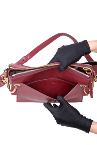 CHLOÉ ROY MEDIUM LEATHER AND SUEDE BURGUNDY