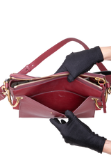 CHLOÉ ROY MEDIUM LEATHER AND SUEDE BURGUNDY