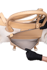 CHLOÉ EDITH LARGE FRINGED CROCHET OFF WHITE LEATHER BEIGE