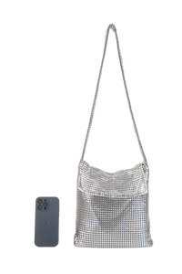 PACO RABBANE PIXEL SILVER HOBO SHOULDER