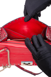 VALENTINO ROCKSTUD SPIKE WOC LAMBSKIN RED