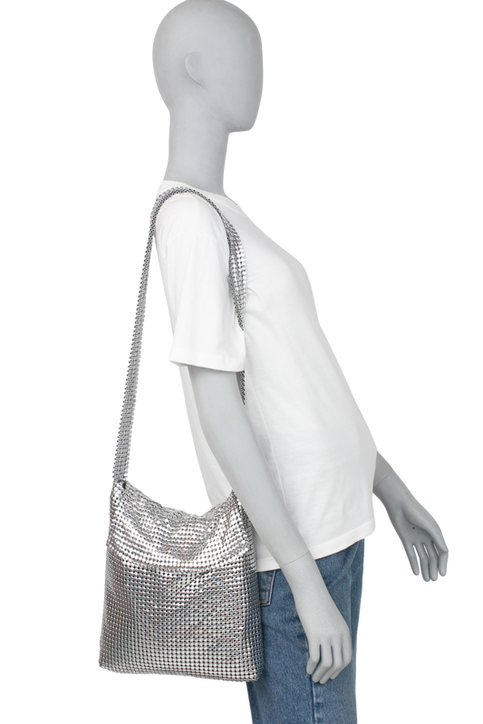 PACO RABBANE PIXEL SILVER HOBO SHOULDER