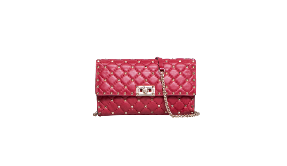 VALENTINO ROCKSTUD SPIKE WOC LAMBSKIN RED