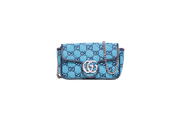 GUCCI SUPER MINI GG MARMONT CANVAS BLUE