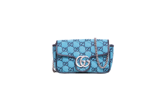 GUCCI SUPER MINI GG MARMONT CANVAS BLUE