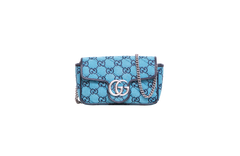 GUCCI SUPER MINI GG MARMONT CANVAS BLUE