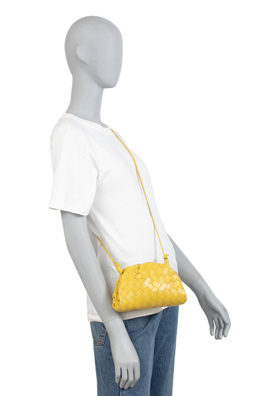 BOTTEGA MINI POUCH INTRECCIATO MUSTARD