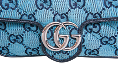 GUCCI SUPER MINI GG MARMONT CANVAS BLUE