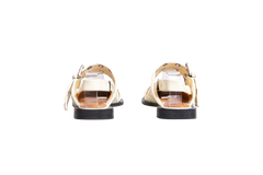GANNI BALLERINA FLATS WIDE WELT BUCKLE EGRET - 35 BR