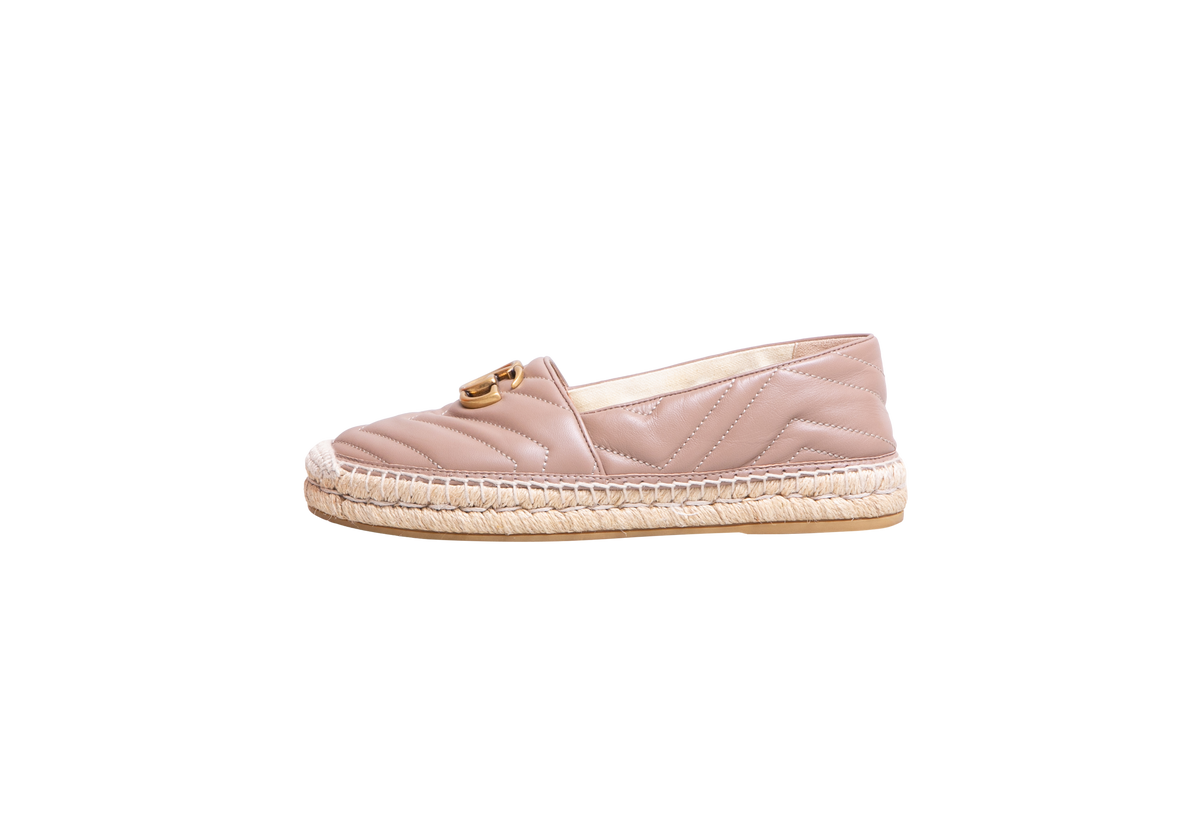 GUCCI ESPADRILLE GG MARMONT MATELASSÊ NUDE - 37 1/2 BR