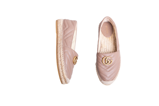 GUCCI ESPADRILLE GG MARMONT MATELASSÊ NUDE - 37 1/2 BR