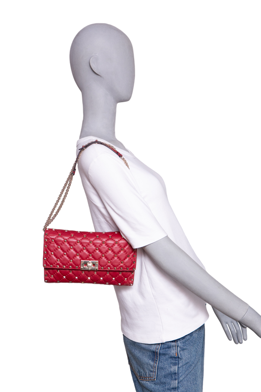 VALENTINO ROCKSTUD SPIKE WOC LAMBSKIN RED