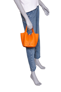 HERMÈS PICOTIN LOCK 18 TAURILLON CLEMENCE ORANGE SILVER HDWR