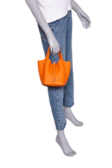HERMÈS PICOTIN LOCK 18 TAURILLON CLEMENCE ORANGE SILVER HDWR