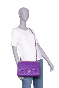 CHANEL CLASSIC DOUBLE FLAP/JUMBO CAVIAR PURPLE