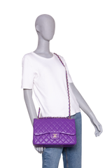CHANEL CLASSIC DOUBLE FLAP/JUMBO CAVIAR PURPLE
