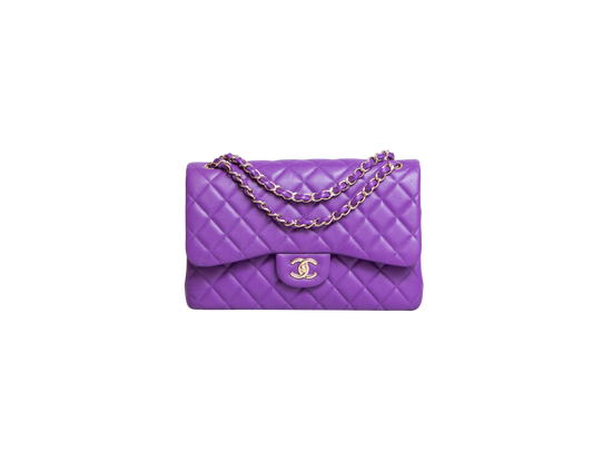 CHANEL CLASSIC DOUBLE FLAP/JUMBO CAVIAR PURPLE