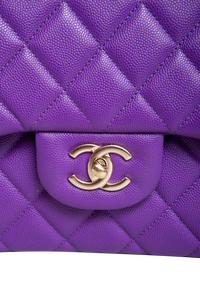 CHANEL CLASSIC DOUBLE FLAP/JUMBO CAVIAR PURPLE