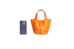 HERMÈS PICOTIN LOCK 18 TAURILLON CLEMENCE ORANGE SILVER HDWR