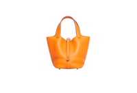 HERMÈS PICOTIN LOCK 18 TAURILLON CLEMENCE ORANGE SILVER HDWR