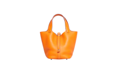 HERMÈS PICOTIN LOCK 18 TAURILLON CLEMENCE ORANGE SILVER HDWR