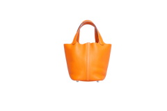 HERMÈS PICOTIN LOCK 18 TAURILLON CLEMENCE ORANGE SILVER HDWR