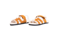 HERMÈS SANDAL CHYPRE SUEDE GOATSKIN AND SHEARLING BRUN FUMÉ/ECRU - 36 BR